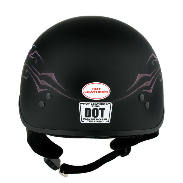 Outlaw Helmets T68 Matte Black Motorcycle Half Helmet for Men
