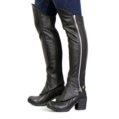 Hot Leathers LCU1002 Women's Black Lambskin Leather Side Zip Leggings