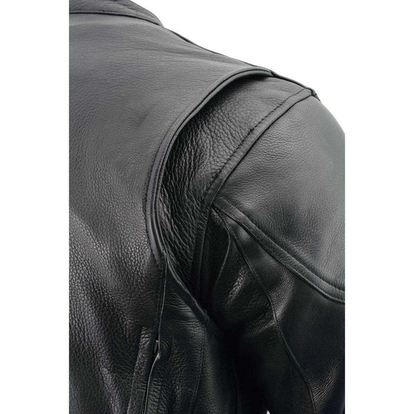 Milwaukee Leather LKM1765 Men's Black Vented Scooter Leather Jacket with Side Laces