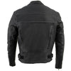 Milwaukee Leather LKM1785 Mens Black Leather Scooter Style Motorcycle Jacket w/ Side Stretch and Reflective Piping
