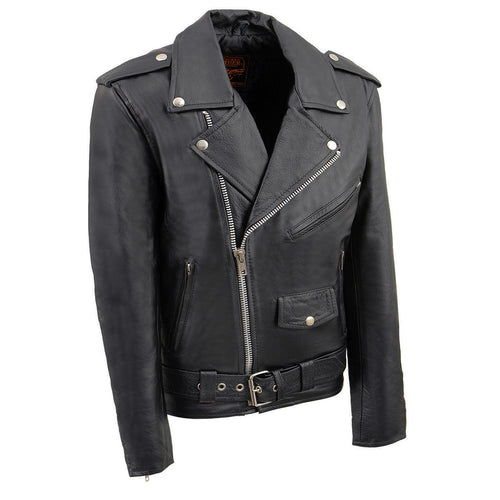Milwaukee Leather LKY1950 Youth Size Classic Style Black Police Biker Leather Jacket