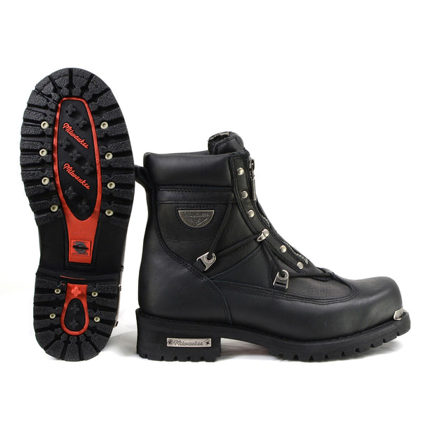 Milwaukee Motorcycle Clothing Company MB440 Men's Black Throttle Motorcycle Leather Boots