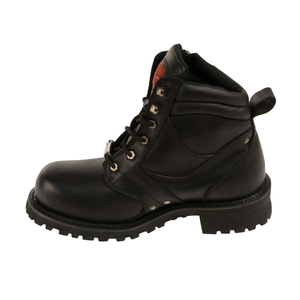 Milwaukee Leather MBM9050 Mens Wide Width Black 6 inch Lace-Up Boots