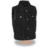 Milwaukee Leather MDK3910 Black Unisex-Child Kids Denim Snap Front Vest with Shirt Style Collar