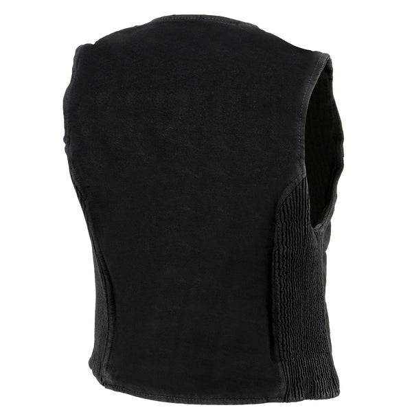 Milwaukee Leather MDL4010 Women's Black Zipper Front Denim Vest with Side Stretch