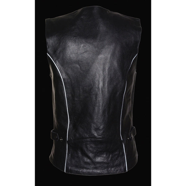 Milwaukee Leather ML1296 Women's Black Leather Vest with Reflective