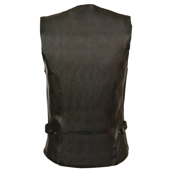 Milwaukee Leather ML1296 Womens Black Leather Vest with Reflective