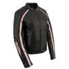 Milwaukee Leather ML1952 Women's Black and Pink Embroidered and Stud Design Scooter Jacket