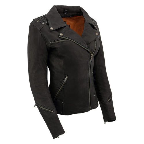 Milwaukee Leather MLL2525 Women's Black Leather Lightweight Lace to Lace Jacket