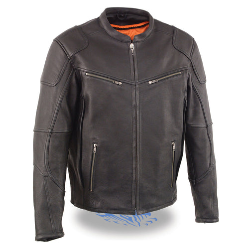 Milwaukee Leather MLM1502 Men's 'Cool-Tec' Black Vented Leather Scooter Jacket with Gun Pockets