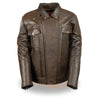 Milwaukee Leather MLM1522 Mens Retro Brown Leather Motorcycle Jacket