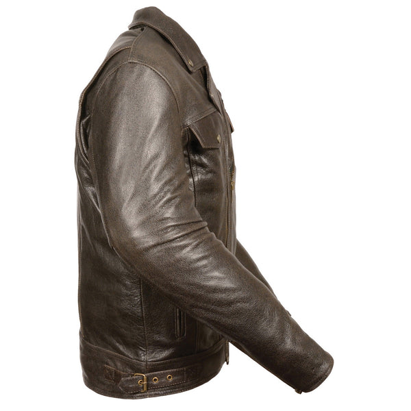 Milwaukee Leather MLM1522 Mens Retro Brown Leather Motorcycle Jacket