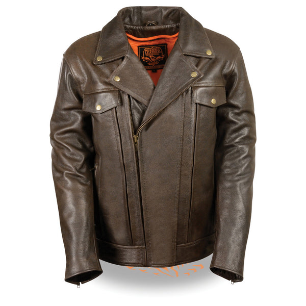 Milwaukee Leather MLM1522 Mens Retro Brown Leather Motorcycle Jacket with Gun Pockets