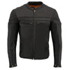 Milwaukee Leather MLM1525 Men's ‘Crossover’ Black Leather Lightweight MC Jacket