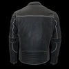 Milwaukee Leather MLM1536 Mens Vintage Distressed Grey Leather Scooter Style Motorcycle Jacket - Reflective Piping