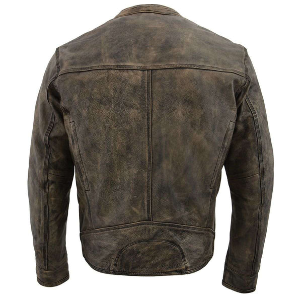 Milwaukee Leather MLM1550 Men's Vented Black-Beige Distressed Leather Scooter Style Motorcycle Jacket w/ Liner