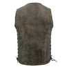Milwaukee Leather MLM3540 Men's Roulette Distressed Brown 10 Pocket Motorcycle Leather Vest