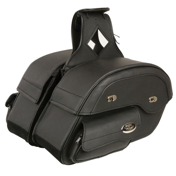 Milwaukee Leather MP8306 Black Large Cruiser Style Slant Throw Over Saddle Bags