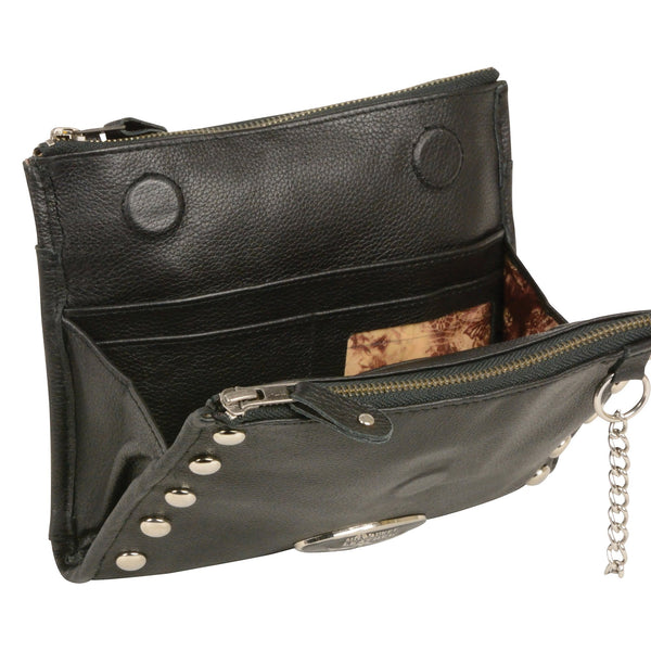 Milwaukee Leather MP8800 Women's Black Leather Studded Shoulder Bag