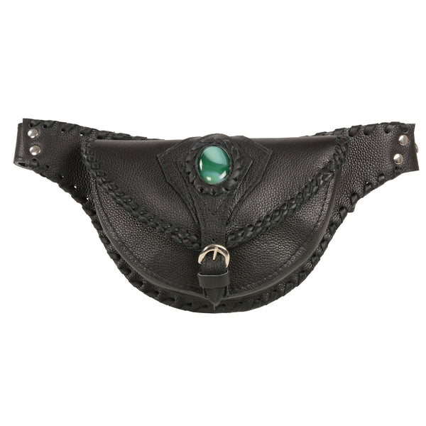 Milwaukee Leather MP8835 Women's Black Lather 'Braided' Hip Belt Bag