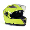Milwaukee Helmets MPH9809DOT 'Ionized' Neon Yellow Advanced Motorcycle Modular Helmet for Men and Women Biker w/ Drop Down Visor