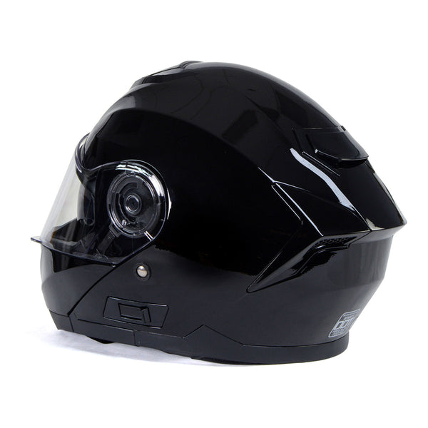 Milwaukee Helmets MPH9815DOT 'Breeze' Gloss Black Advanced Motorcycle Modular Helmet for Men and Women Biker w/ Drop Down Visor