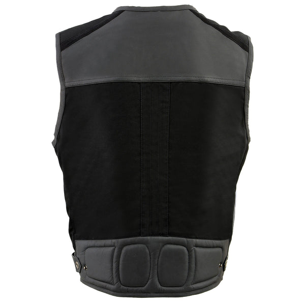 Milwaukee Leather MPM3310 Men's 'Super Utility' Black Leather and Canvas Multi-Pocket Vest