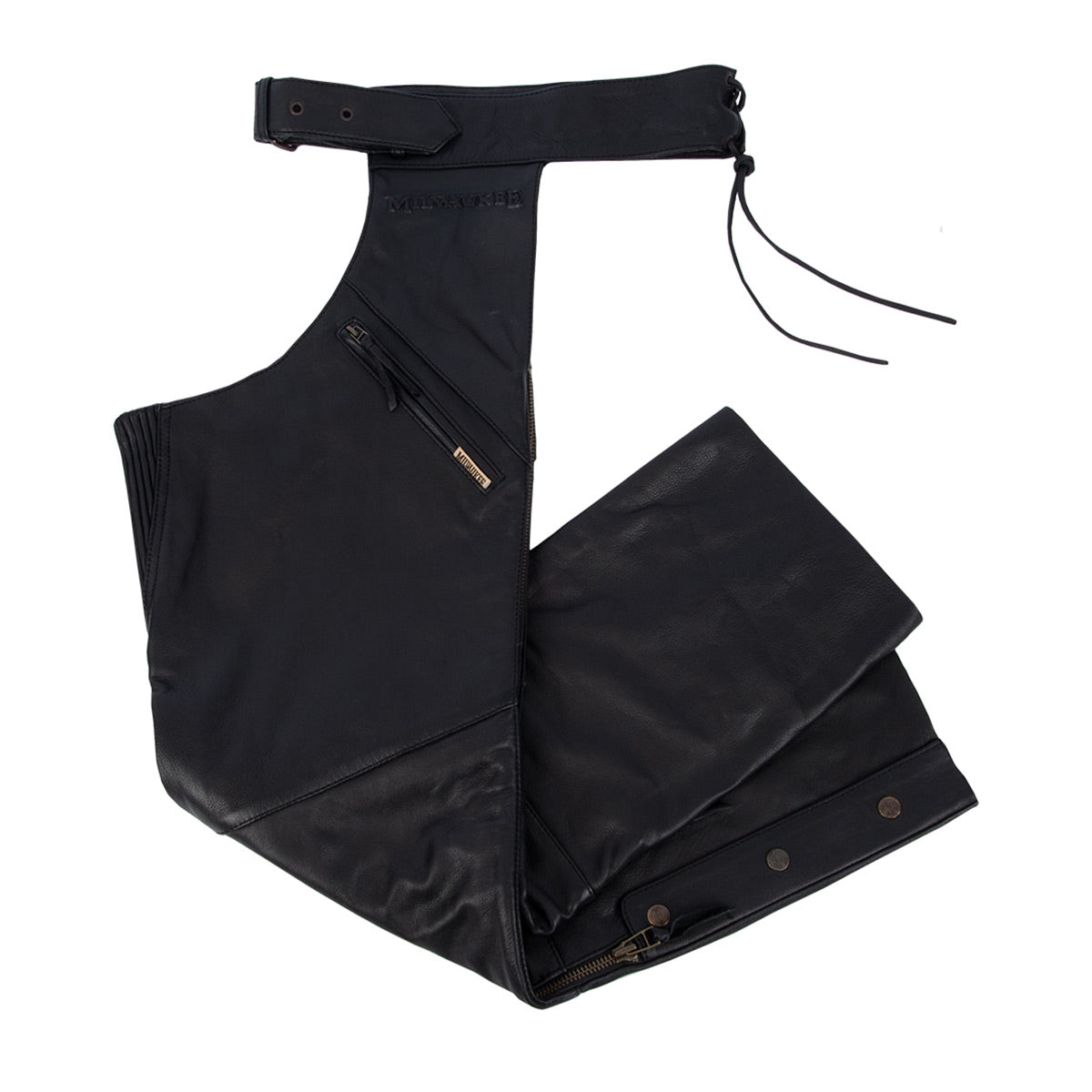 Milwaukee Leather Chaps for Men's Black Leather Slash Pocket- Snap Out