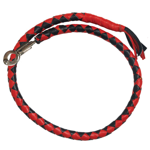 Hot Leathers MWH1102 ‘Get Back’ Genuine Red and Black Leather Whip