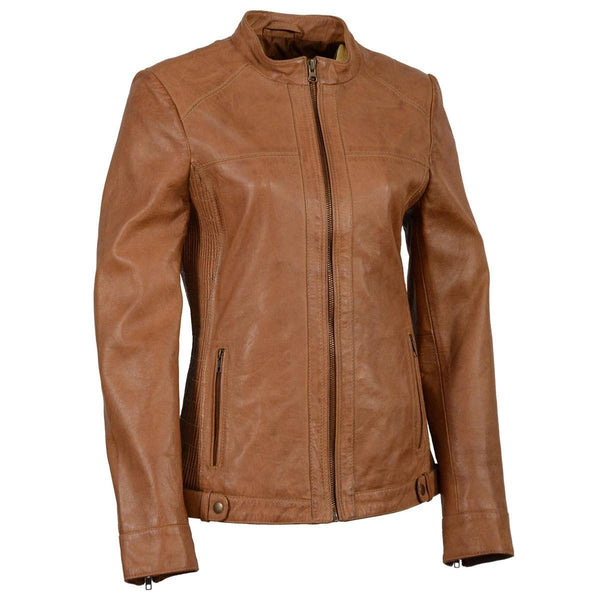 Milwaukee Leather SFL2855 Saddle Women's Zip Front Leather Jacket with Side Stretch Fitting