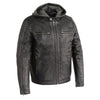 Milwaukee Leather SFM1845 Men's Black Zipper Front Leather Jacket with Removable Hood