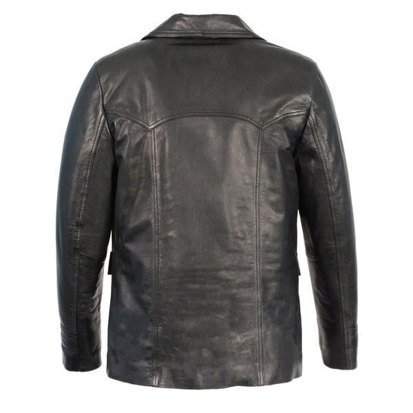Milwaukee Leather SFM1870  Men's Black Button Front  Leather Car Coat