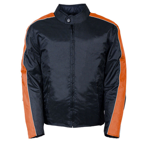 NexGen SH0030 Men's 'Racer' Black and Orange Textile Motorcycle Jacket