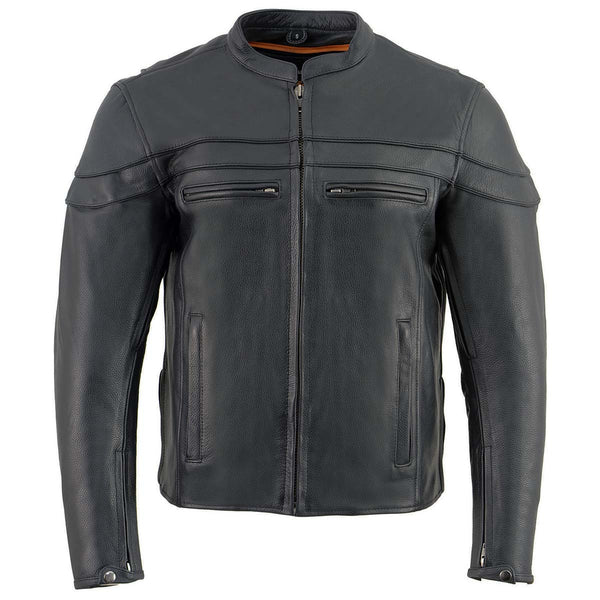 Milwaukee Leather SH1408 Men's Sporty Crossover Vented Black Motorcycle Leather Scooter Jacket