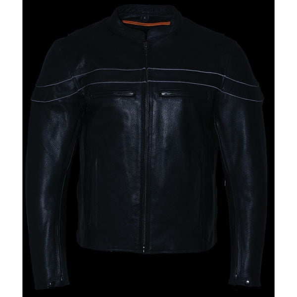 Milwaukee Leather SH1408 Men's Sporty Crossover Vented Black Leather Scooter Jacket