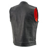 Leather King SH203601 Men's Black 'Club Style' Open Neck Leather Vest