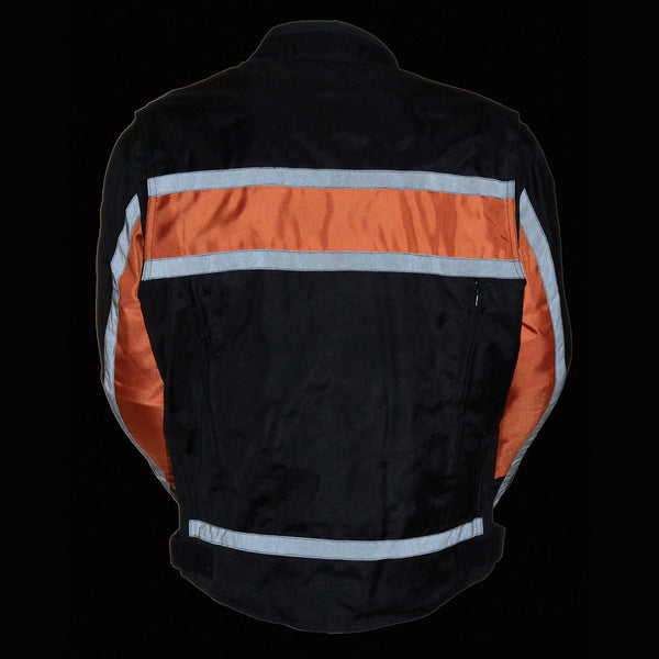 NexGen SH2095 Men's 'Racer' Black and Orange Textile Motorcycle Jacket
