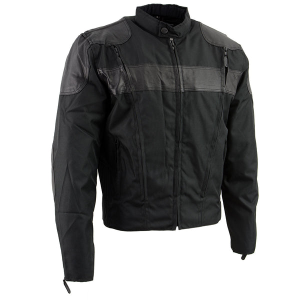 NexGen Men’s SH2177 Black Leather and Textile Vented Racer Jacket