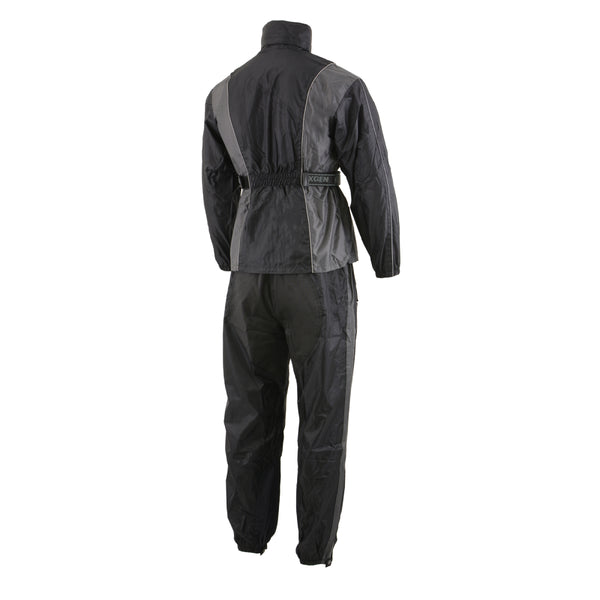 Nexgen SH2225 Men's Black Waterproof Rain Suit With Reflective Piping