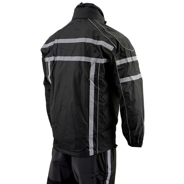 NexGen SH2331 Men's Black Water Resistant Rain Suit with Reflective Tape