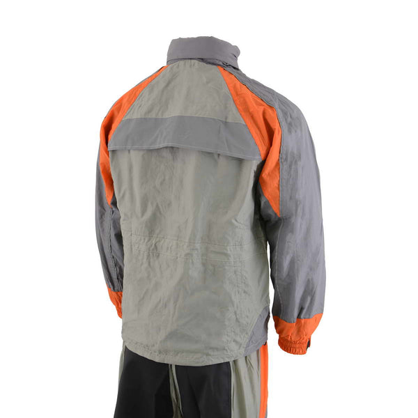 Milwaukee Leather SH2346SGO Men's Gray and Orange Water Resistant Rain Suit with Reflective Piping