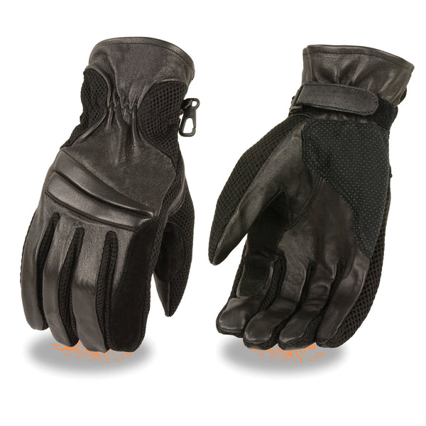 Xelement XG296 Men's Black Summer Leather and Mesh Racing Gloves
