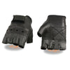 Milwaukee Leather SH355 Men's Motorcycle Black Leather Fingerless Gloves with Gel Palm