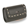 Milwaukee Leather SH63202 Black Motorcycle PVC Small Studded Windshield Bag with Velcro Closure