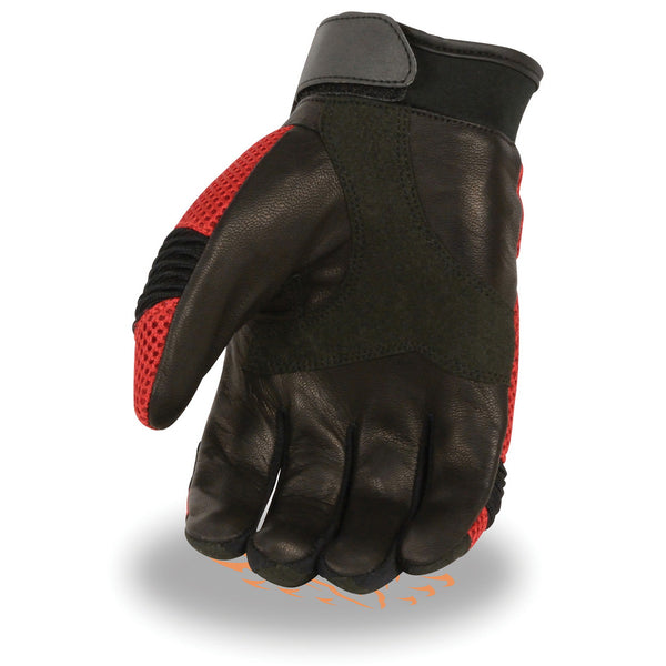 Xelement XG791 Men's Black and Red Mesh and Leather Racing Gloves