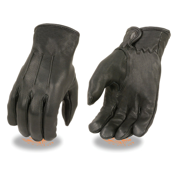 Xelement XG875 Men's Black Thermal Lined Deerskin Leather Gloves with Snap Wrist