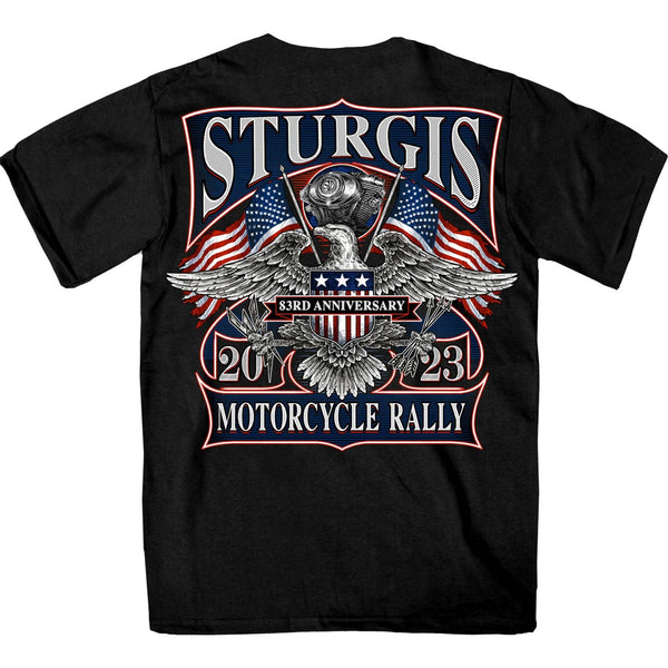 Hot Leathers SPB1108 Men’s 2023 Sturgis Vintage Patriot Black T-Shirt