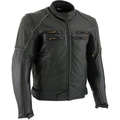 Vulcan VNE98431 Men's 'Ace' Black Advanced Leather Protective Motorcycle Jacket with CE Armor
