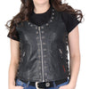 Hot Leathers VSL1009 Ladies Black Lambskin Vest with Grommet Accents