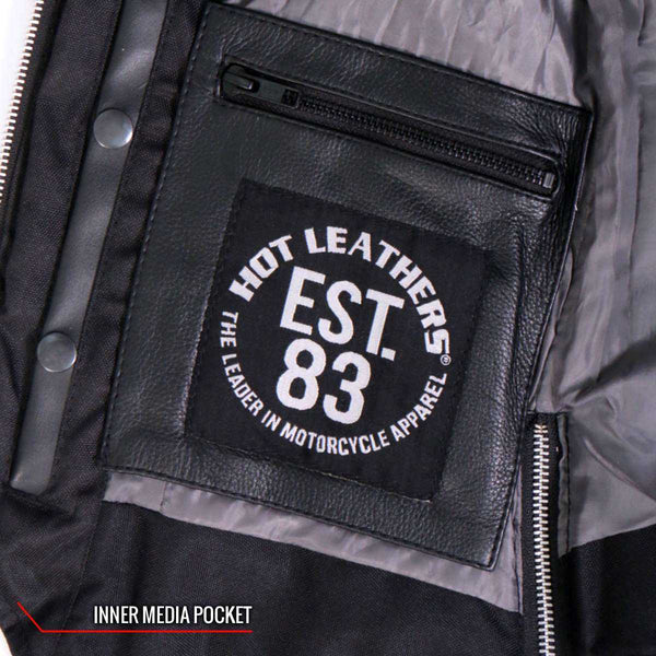 Hot Leathers VSL1016 Ladies 'Rhinestone' Black Leather MC Vest